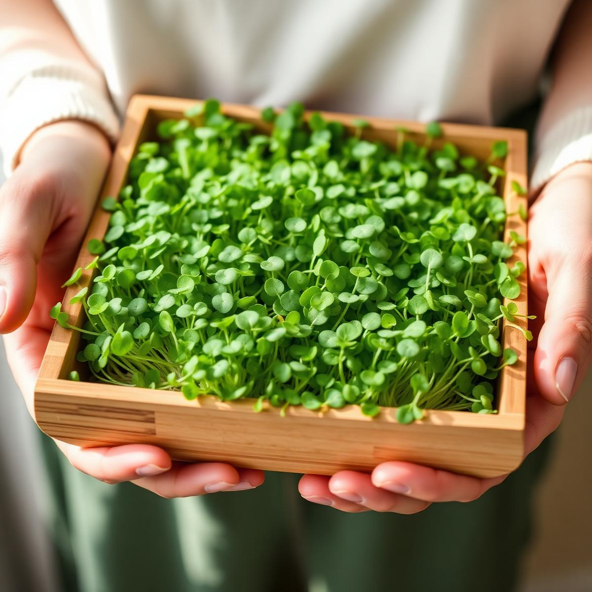 Microgreens on a kitchen counter